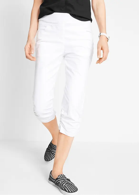 Capri-Hose aus Baumwoll-Mix in weiß von vorne - bonprix