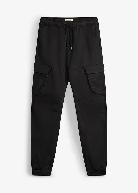 Regular-Fit Schlupf-Cargohose, Straight in schwarz von vorne - bonprix