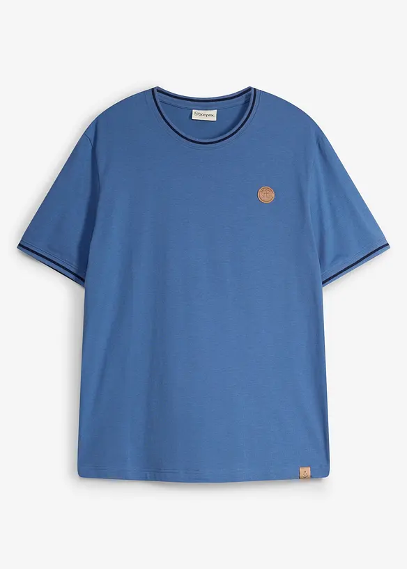 T-Shirt aus reiner Bio-Baumwolle in blau von vorne - bonprix