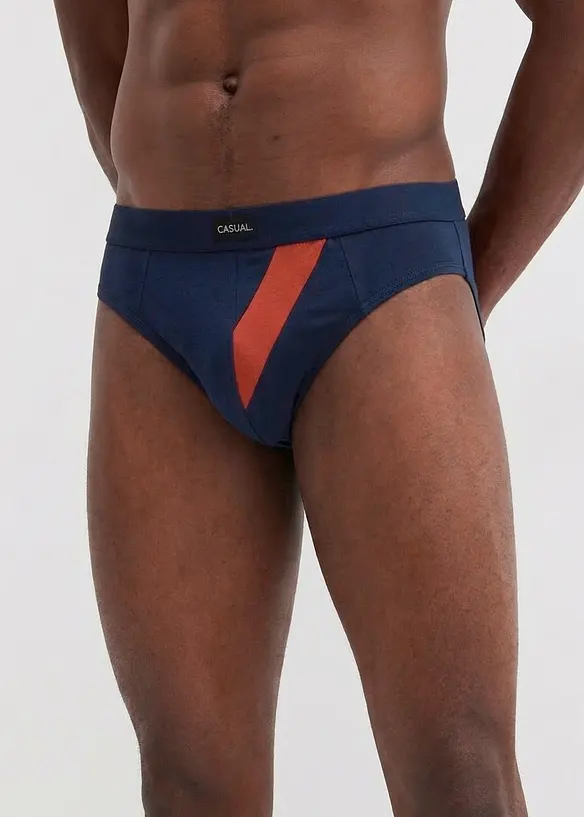 Slip mit Baumwolle (5er Pack) in blau von vorne - bonprix