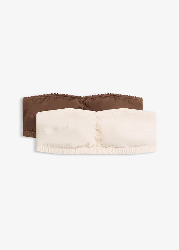 Bandeau BH mit Bio-Baumwolle (2er Pack) in beige von vorne - bonprix
