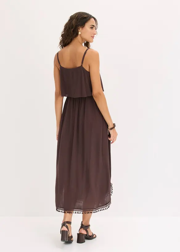 Maxikleid aus strukturierter Viskose in braun von hinten (Totalaufnahme) - bonprix Maxikleid aus strukturierter Viskose in braun von hinten (Totalaufnahme) - bonprix