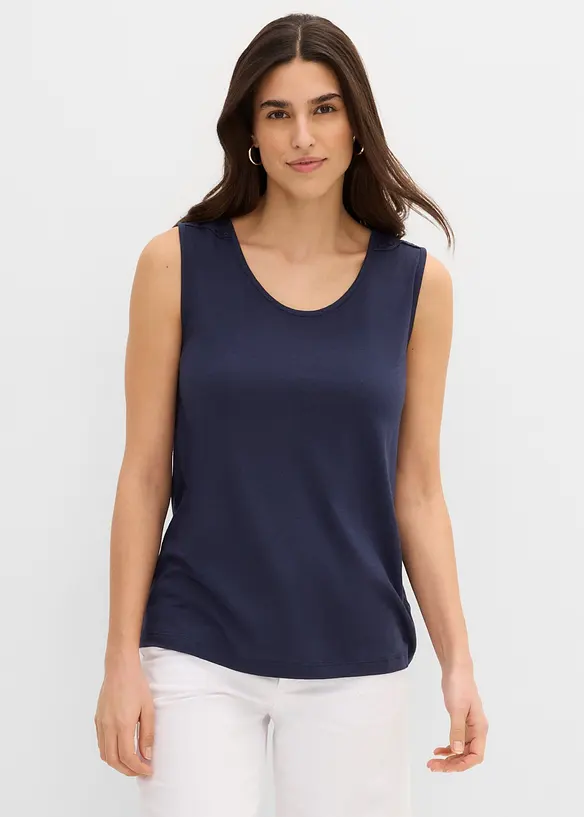 Top mit Spitze in blau von vorne (im Anschnitt) - bonprix