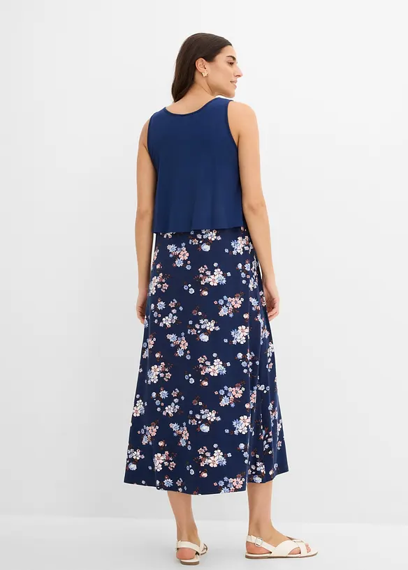 Shirt-Maxikleid aus feiner Viskose in blau von hinten (Totalaufnahme) - bonprix