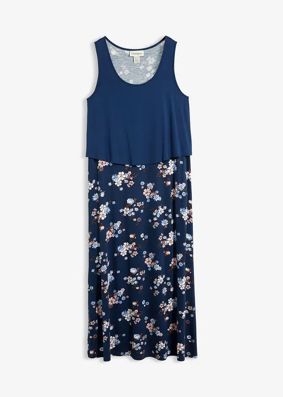 Shirt-Maxikleid aus feiner Viskose in blau von vorne - bonprix