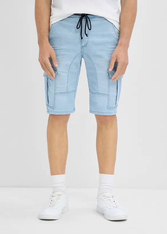 Sweatjeans-Bermuda in Regular-Fit in blau von vorne - bonprix