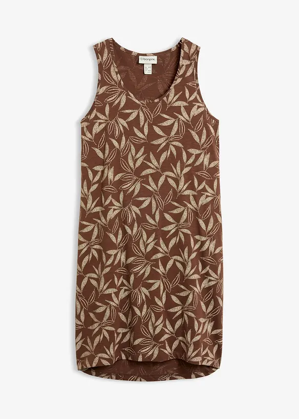 Hänger-Kleid aus Bio-Baumwolle in braun von vorne - bonprix