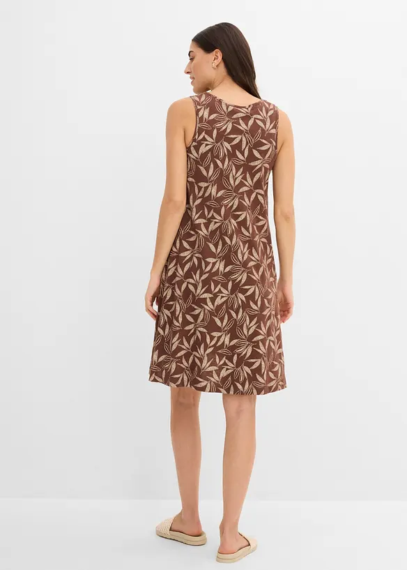 Hänger-Kleid aus Bio-Baumwolle in braun von hinten (Totalaufnahme) - bonprix