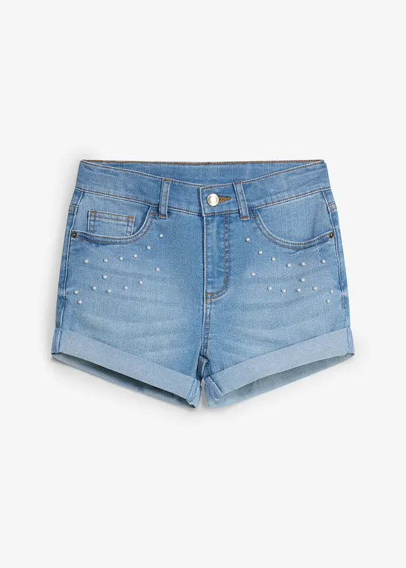 Jeans-Shorts Mid Waist in blau von vorne - bonprix