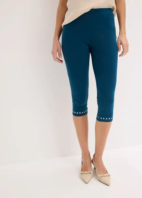 Capri-Leggings in petrol von vorne - bonprix