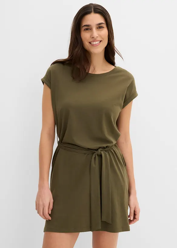 Shirtkleid aus reiner Baumwolle in grün von vorne (Totalaufnahme) - bonprix Shirtkleid aus reiner Baumwolle in grün von vorne (Totalaufnahme) - bonprix