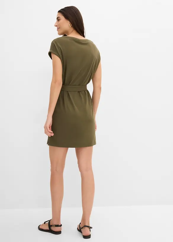 Shirtkleid aus reiner Baumwolle in grün von hinten (Totalaufnahme) - bonprix Shirtkleid aus reiner Baumwolle in grün von hinten (Totalaufnahme) - bonprix