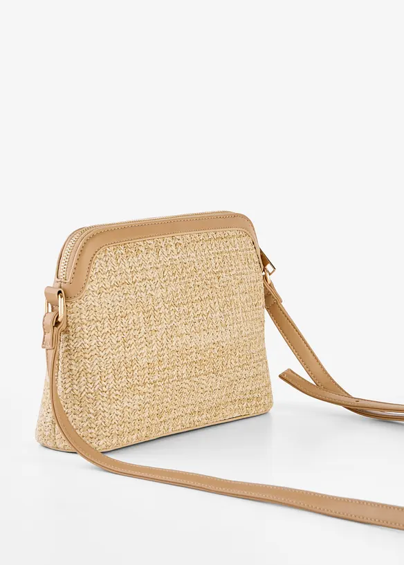 Umhängetasche in Strohoptik in beige von hinten - bonprix