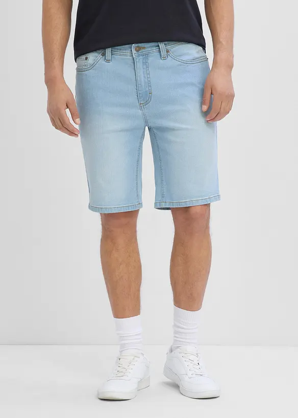 Stretch-Jeans-Bermuda in Regular-Fit (2er Pack) in blau von vorne - bonprix