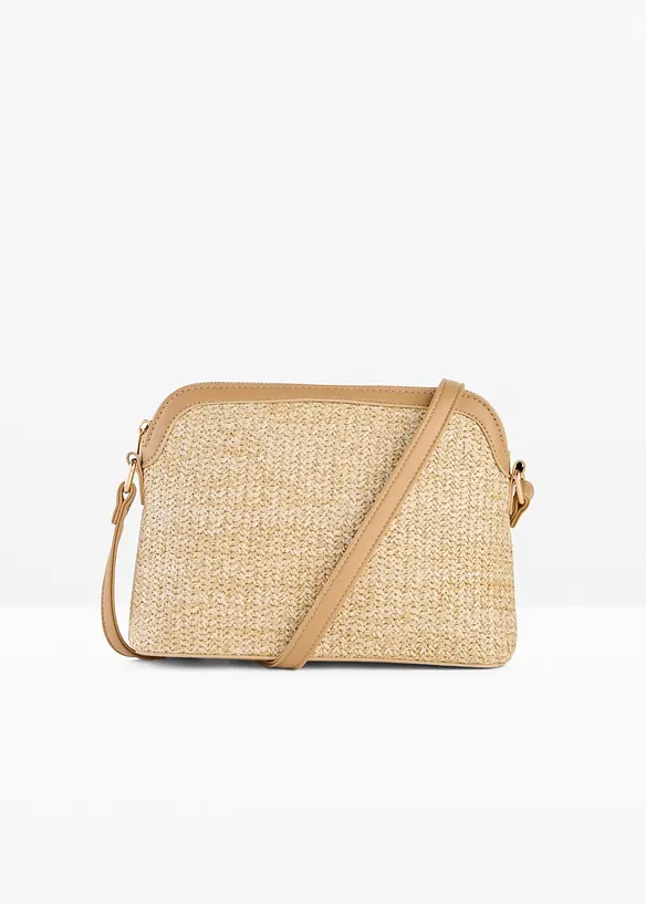 Umhängetasche in Strohoptik in beige von vorne - bonprix
