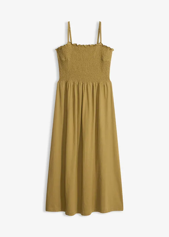 Jerseykleid aus reiner Bio-Baumwolle in grün von vorne - bonprix