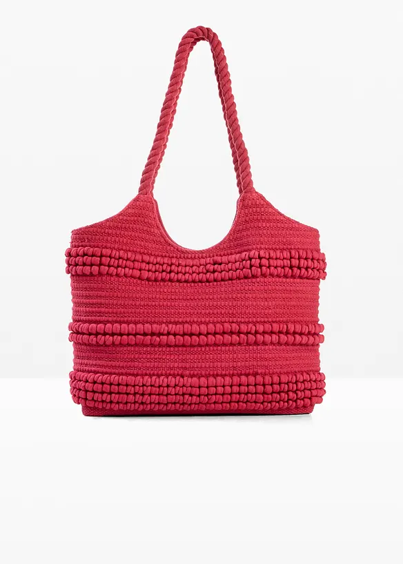 Baumwollshopper in Strukturierter Optik in pink von vorne - bonprix