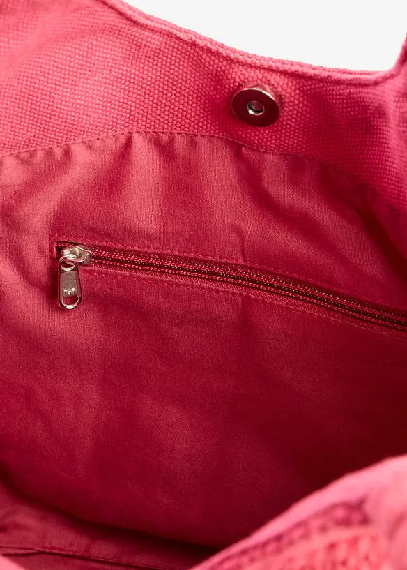 Baumwollshopper in Strukturierter Optik in pink geöffnet - bonprix