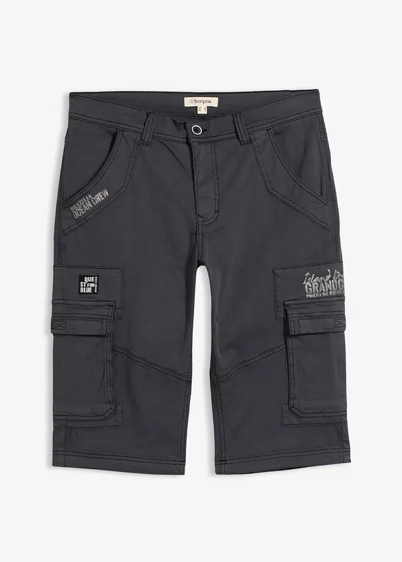 Long-Bermuda mit Cargotaschen in Regular-Fit in grau von vorne - bonprix