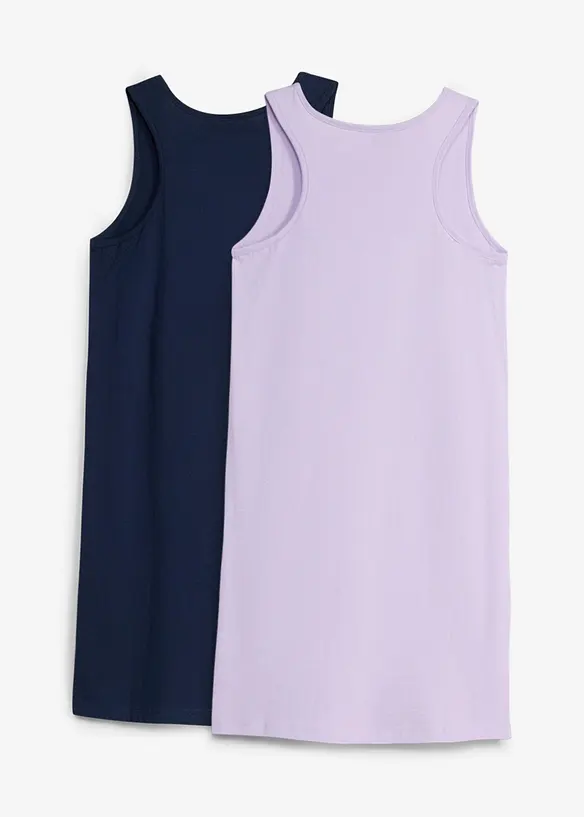 Jerseykleid aus reiner Bio-Baumwolle (2er Pack) in lila von hinten - bonprix