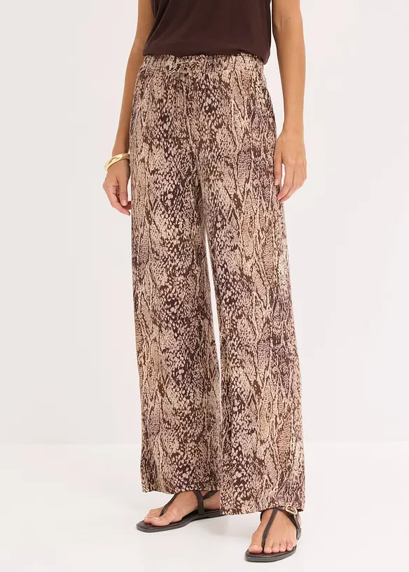 Jersey-Hose aus fließendem Viskose-Mix in beige von vorne - bonprix Jersey-Hose aus fließendem Viskose-Mix in beige von vorne - bonprix