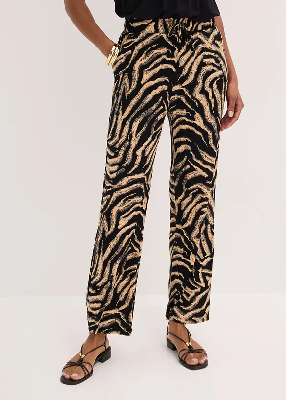 Jersey-Hose aus fließendem Viskose-Mix in schwarz von vorne - bonprix Jersey-Hose aus fließendem Viskose-Mix in schwarz von vorne - bonprix