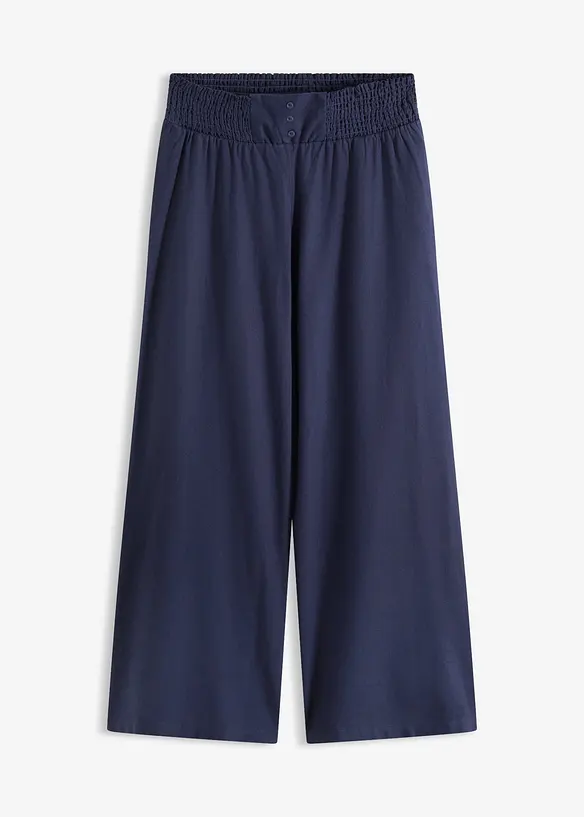 Marlenehose aus luftigem Leinen-Mix in blau von vorne - bonprix