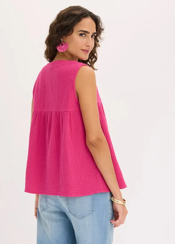 Musselin-Blusentop in pink von hinten (im Anschnitt) - bonprix