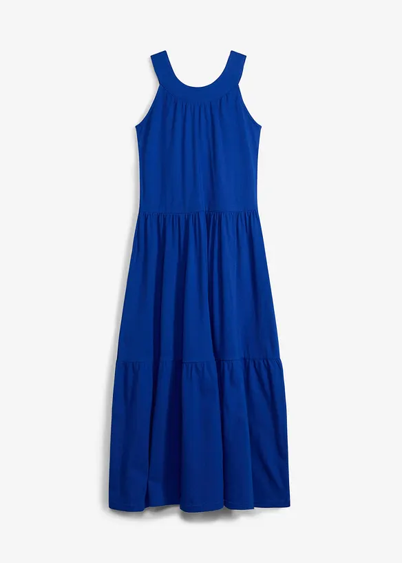 Maxi-Jerseykleid aus reiner Bio-Baumwolle in blau von hinten - bonprix