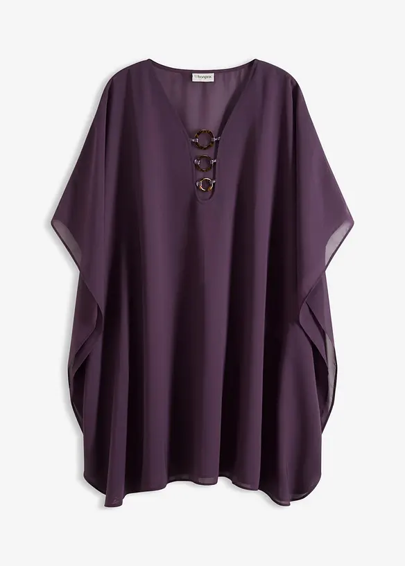 Strandtunika aus leichtem Chiffon in lila von vorne - bonprix