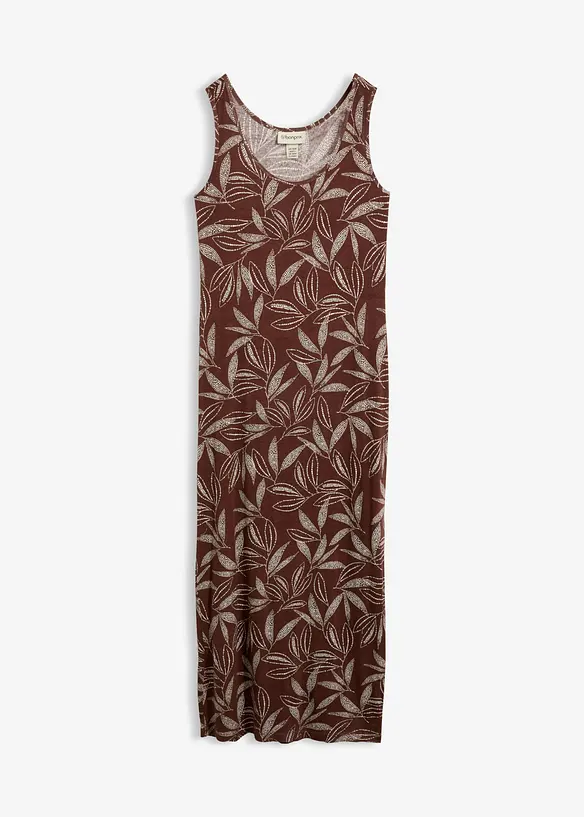 Jersey-Maxikleid aus elastischem Viskose-Mix in braun von vorne - bonprix
