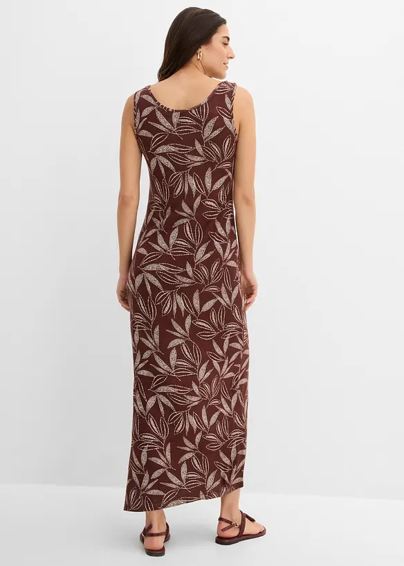 Jersey-Maxikleid aus elastischem Viskose-Mix in braun von hinten (Totalaufnahme) - bonprix