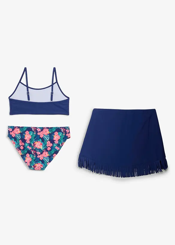 Bikini und Rock (3-tlg.Set) in blau von hinten - bonprix