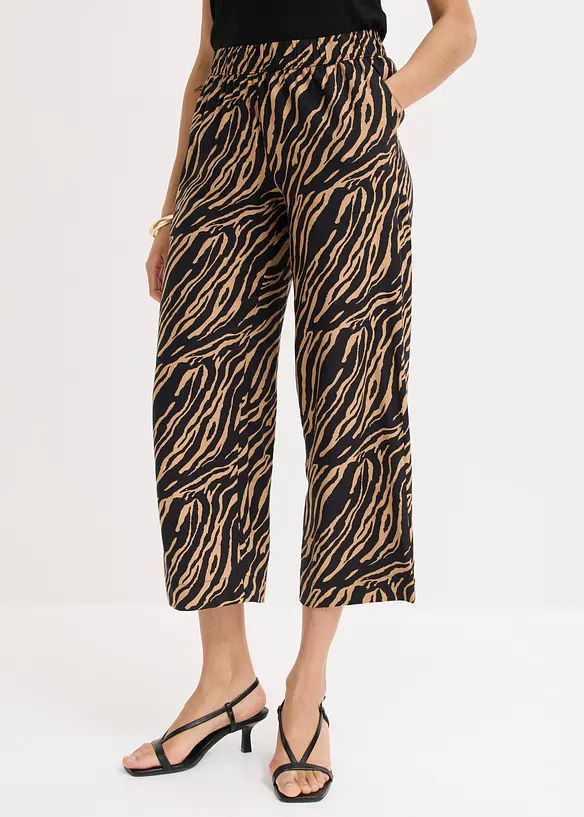 Schlupfhose aus Viskose in beige von vorne - bonprix