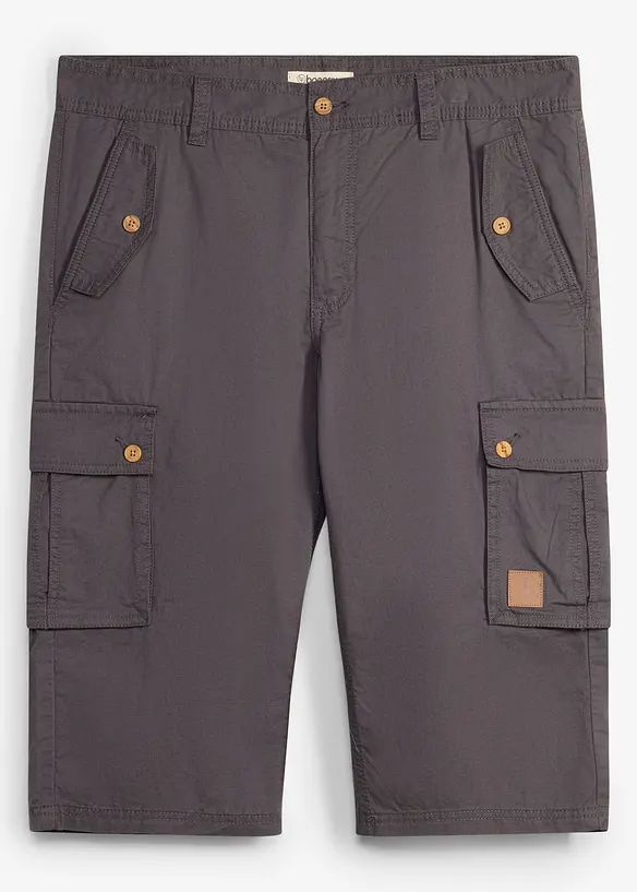 Cargo-Bermuda in Regular Fit in grau von vorne - bonprix