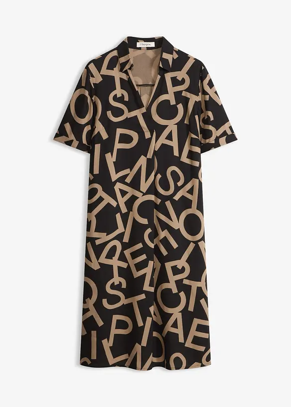 Kleid aus fließender Viskose in schwarz von vorne - bonprix
