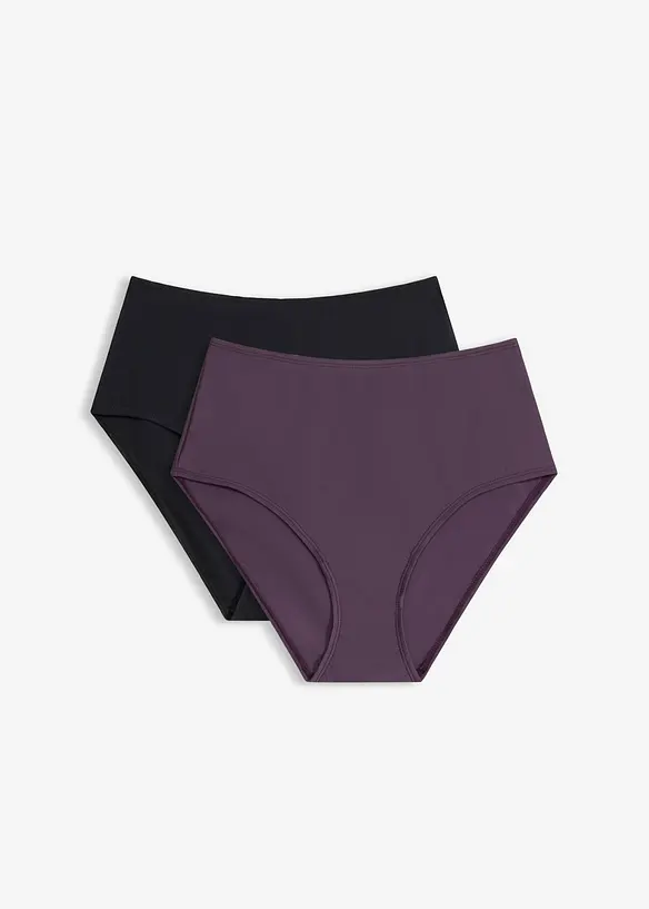 Highwaist-Bikinihose (2er Pack) in lila von vorne - bonprix