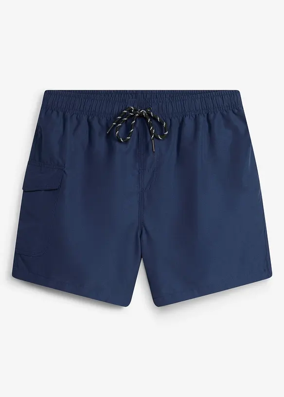 Badeshorts mit Cargotasche in blau von vorne - bonprix