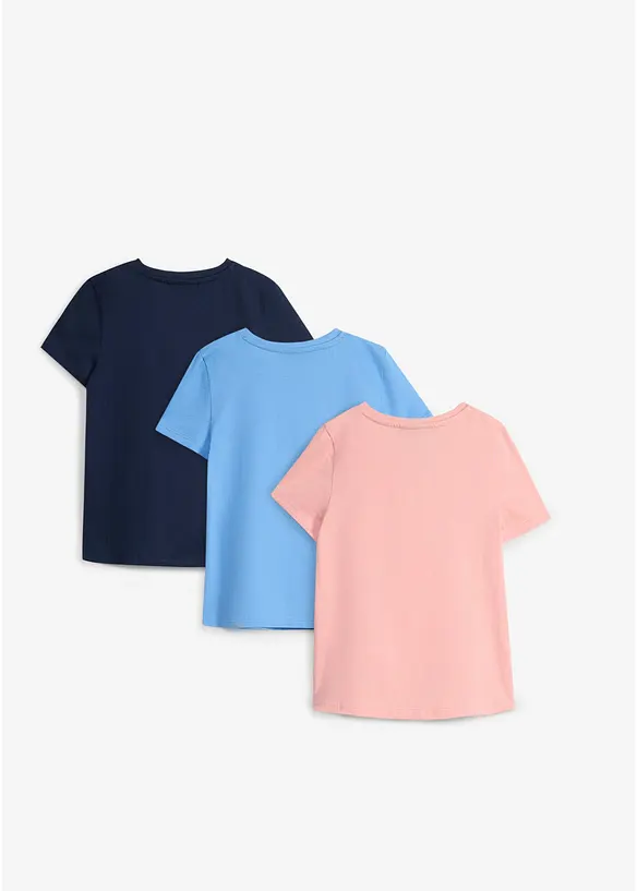 T-Shirt aus reiner Bio-Baumwolle (3er Pack) in rosa von hinten - bonprix