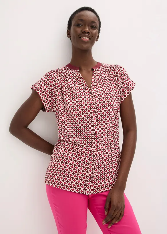 Shirtbluse bedruckt in rot von vorne (im Anschnitt) - bonprix Shirtbluse bedruckt in rot von vorne (im Anschnitt) - bonprix