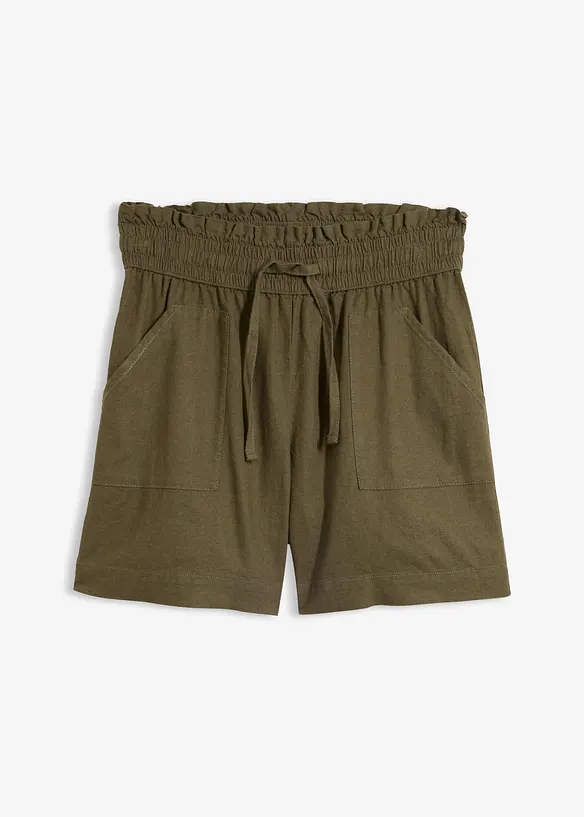 Shorts aus Leinen-Viskose-Mix in grün von vorne - bonprix