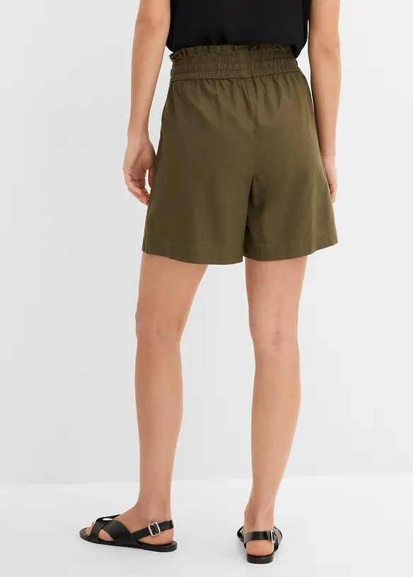 Shorts aus Leinen-Viskose-Mix in grün von hinten - bonprix
