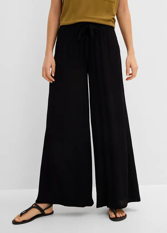 Weite Hose aus feiner Viskose in schwarz von vorne - bonprix