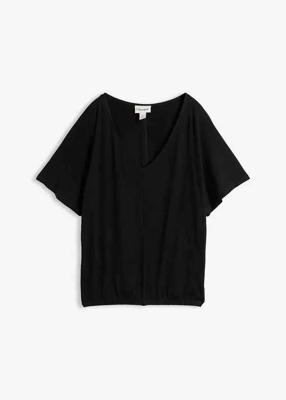 Oversize-Shirt aus softem Viskose-Mix in schwarz von vorne - bonprix