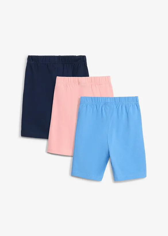 Radlerhose (3er Pack) aus elastischem Baumwoll-Mix in blau von hinten - bonprix