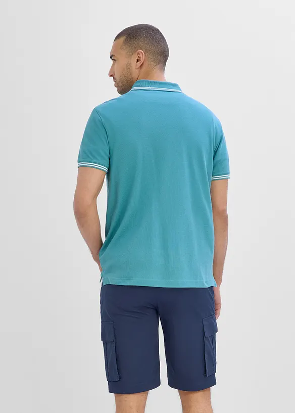 Piqué-Poloshirt aus reiner Baumwolle in petrol von hinten (im Anschnitt) - bonprix