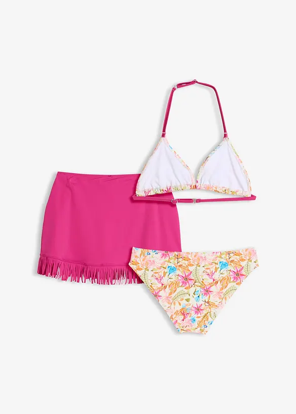 Bikini und Rock (3-tlg.Set) in pink von hinten - bonprix