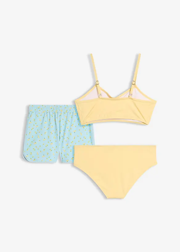 Bikini und Badeshorts (3-tlg.Set) in gelb von hinten - bonprix