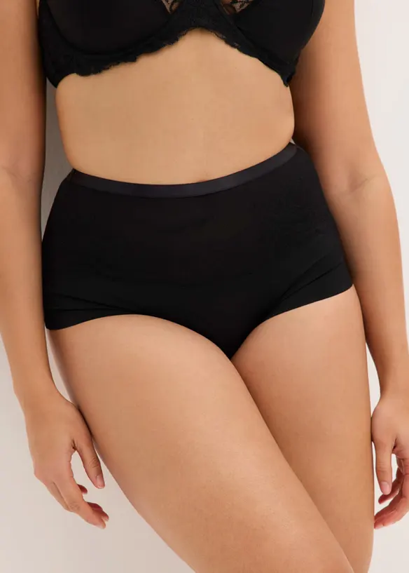Light Lasercut Shape Panty (2er Pack) in schwarz von vorne - bonprix