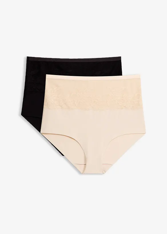 Light Lasercut Shape Panty (2er Pack) in schwarz von vorne - bonprix